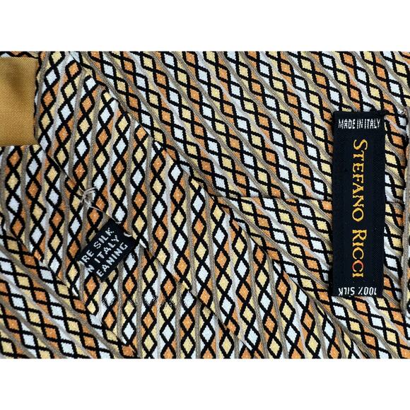 Stefano Ricci Mens Neck Tie Pure Silk Made in Italy Multicolor Diagonal Striped - Picture 6 of 7